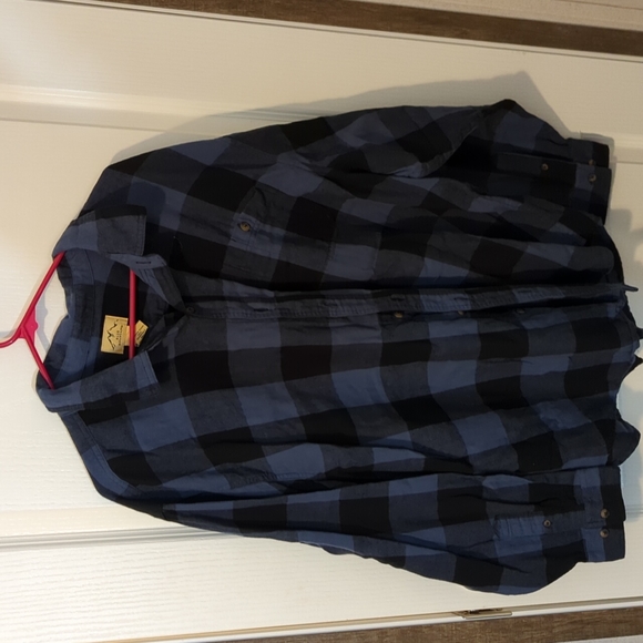 Blue Mountain Shirts Mens Blue Mountain Cotton 2x Blue Black Shirt